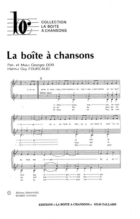 la boite à chanson|boite a chansons partitions gratuites.